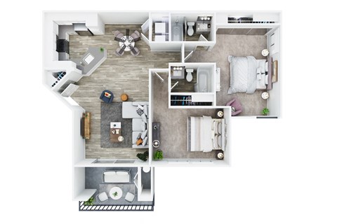 2 Bedroom 2 Bath Floor Plan at Bella Vista, Mission Viejo, CA
